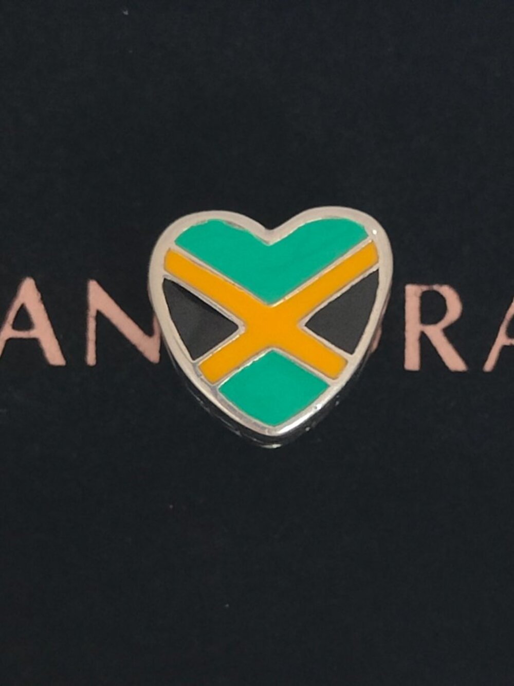 Pandora Heart-shaped Jamaica Flag Charm Pendant S925 Silver for Pandora Bracelet